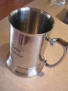 SPECIAL AND ELEGANT HAPPY BIRTHDAY METAL MUG STAINLESS STEEL - Foto 1 di 8