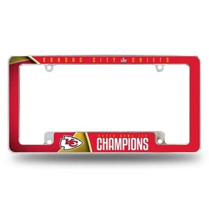 Kansas City Chiefs Super Bowl LIV Champions ALL OVER Chrome License Plate Frame - Picture 1 of 1