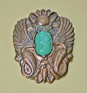 1930s Winged Scarab Broach Egyptian Revival Bakelite Beetle - Picture 1 of 13
