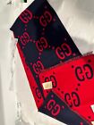 Gucci Gg Logo Jacquard Scarf Blue Red 72X14