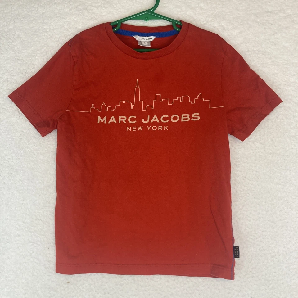Little Marc Jacobs Boys Kids T-Shirt Size 10 years New York Designer Red Skyline - Image 1 of 4