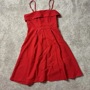Red A Line Cocktail Dress, Knee Length, Spaghetti Straps, S - Imagen 1 de 4