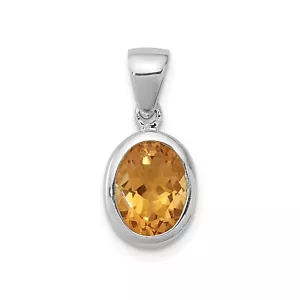 Argento Rodiato Corona Set Giallo Citrino Ovale Pendente a Goccia - Picture 1 of 2