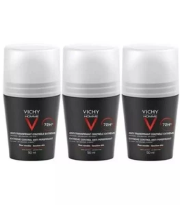 PACK 3x VICHY HOMME ANTI-PERSPIRANT 72h DEODORANT ROLL-ON 50 ml. - Picture 1 of 4