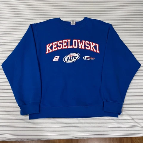 Vintage Nascar Keselowski #2 Miller Lite Penske Racing Crewneck Sweatshirt Men M Cover