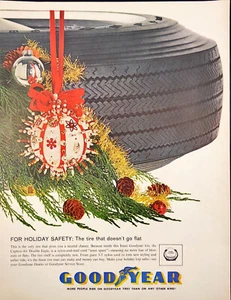 Goodyear Tires Christmas Tree & Ornaments Holiday Safety Print Ad 1961 - Picture 1 of 6