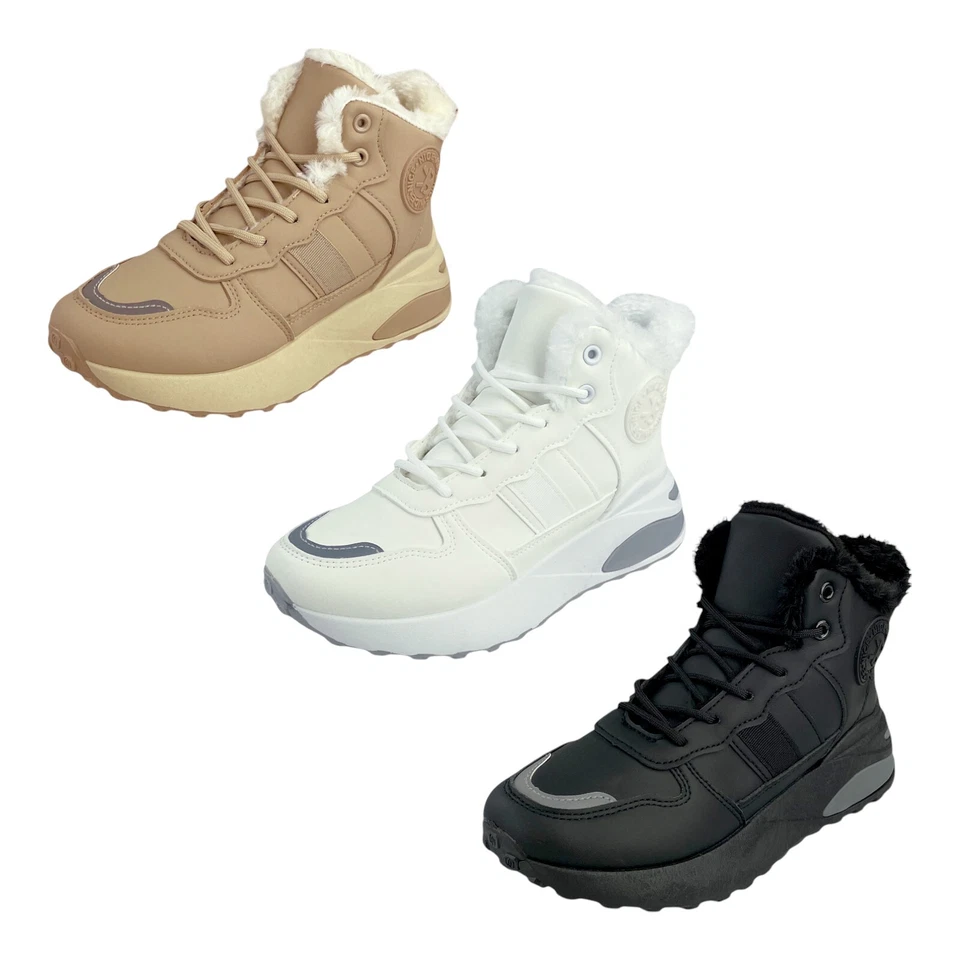 DVINA Damen Chunky Sneaker Stiefeletten Outdoor Boots Stiefel Gefüttert Winter 73772