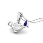 925 Sterling Silver 5X3mm Pear Shape Lapis Dainty Aladdin Lamp Charm Necklace