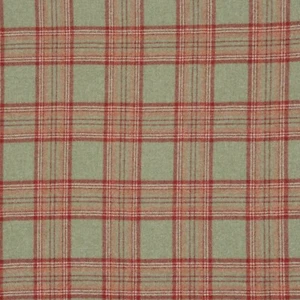 Abraham Moon Killerton Green Red 100% Wool Fabric Check Upholstery Curtains - Picture 1 of 6