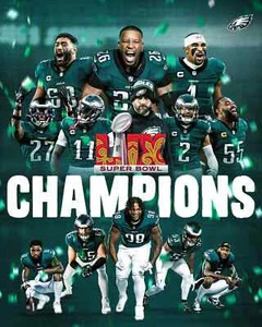 EAGLES WIN THE 2025 SUPERBOWL LIX CHAMPIONS - 11x14 Hochglanz gedrucktes Foto - Bild 1 von 1