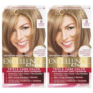L'Oreal Paris Excellence Creme Permanent Hair Color, 8 Medium Blonde, 100 - Picture 1 of 8