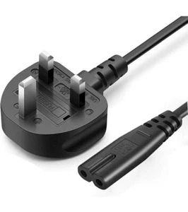 2 Pin Universal UK Plug Power Cord for PS4, PC Monitors, Smart TV Monitor - Picture 1 of 5