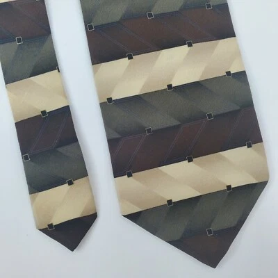 Corbata Croft Barrow marrón verde tostado seda clásica Foto 1 de 4