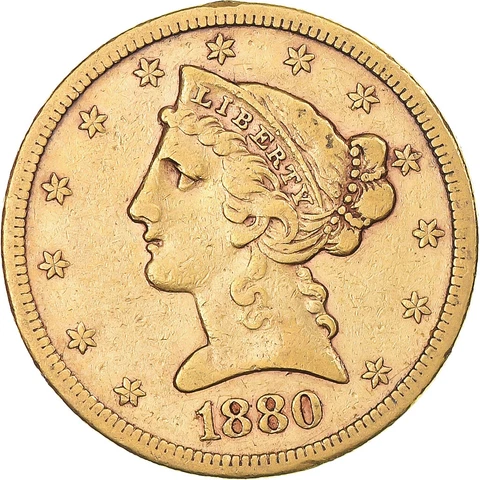 [#869638] Coin, United States, Coronet Head, $5, Half Eagle, 1880, San Franci, s Cover