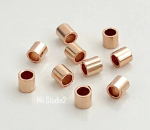 100pcs  2mm 14k ROSE gold filled CRIMP BEAD tube spacer yellow shiny USA F06rg  - Picture 1 of 4