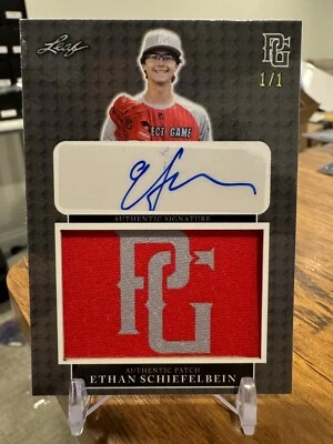 ETHAN SCHIEFELBEIN 2023 LEAF PERFECT GAME ALL AMERICAN PATCH RC AUTO #1/1🔥📈 - Image 1 of 2