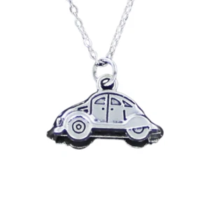 BEETLE CAR Necklace on Chain or Charm Only - Pewter 3D Bug Old Model Style - Picture 1 of 8