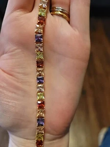 Multi Gemstone Bracelet Yellow Gold Filled Pd. $43.00 - Picture 1 of 8