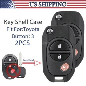 2 Upgraded For Toyota Tundra 2007-2019 Flip Remote Car Key Shell Case Fob Cover - Picture 1 of 11