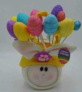 NWT Vintage Stichler Products Colorful Easter Basket with Foam Eggs Decorative - Picture 1 of 6