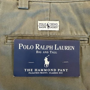 NWT Polo Ralph Lauren Hammond Pant 46x32 Pleated Cuffed Gray/Green Big & Tall - Picture 1 of 17
