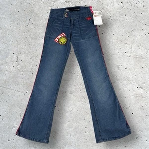 Vintage Y2K Ecko Red Deadstock Low Rise Split Flare Jeans Embroidered Patch Gr. 9 - Bild 1 von 10