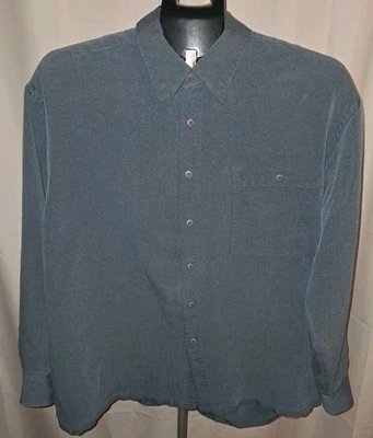 Pierre Cardin Shirt Vintage 90s Men Long Sleeve Size Large Button Up Blue Twill - Image 1 of 3