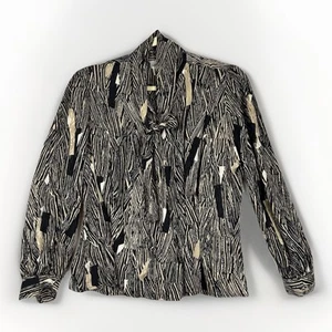 Blusa vintage años 90 Adrianna Papell x Nieman Marcus 14 100% seda secretaria lazo - Imagen 1 de 8