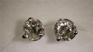 NEW PLATINUM PAIR .44CTW ROUND NATURAL DIAMOND SOLITAIRE STUD EARRINGS - Picture 1 of 6