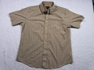 Dockers Men’s Large No Wrinkles/Stain Defender Dress Shirt Tan Stripe - Picture 1 of 12