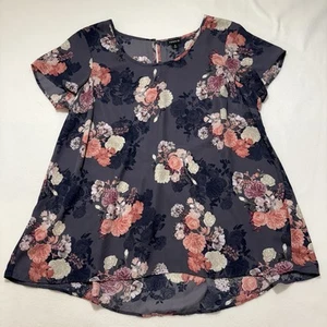 Torrid Women's 0 (Large) Short Sleeve Blouse Purple Pink Floral Top Polyester - Picture 1 of 13