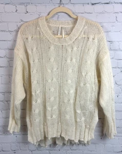 BY ANTHROPOLOGIE wool blend cable knit natural ivory sweater pullover M NWOT - Picture 1 of 9