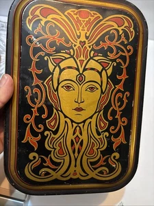 Vintage ART NOUVEAU DECORATIVE TIN GIRL ART DECO RECTANGLE CONTAINER BOX Beauty - Picture 1 of 7