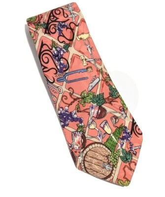 Nicole Miller 1994 Para hombres Vino Rosa Uvas De Colección 100% Seda Corbata Viñedo  Foto 1 de 4