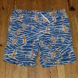 Vintage 90s Polo Sport Ralph Lauren Swim Shorts Size XL Surfing Blue AOP RARE - Picture 1 of 11