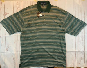 Byron Nelson Herren Polo Golf Shirt XL Grün Streifen Baumwolle SS Neu mit Etikett - Bild 1 von 7
