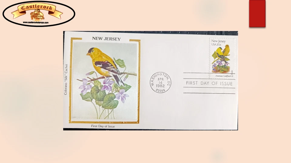 O) 1982 UNITED STATES - USA, BIRD AND FLOWER, SILK, VIOLET, FDC XF - Image 1 of 1