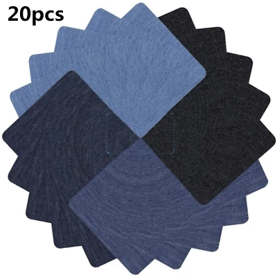 4 Colors DIY Iron on Denim Fabric Patches for Clothing Jeans Repair Kit（20pcs ） - Image 1 of 4