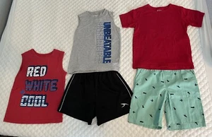 Lot of 5 Boys Size 5/5T Carter's Shorts tank tops Cotton Red Active Summer - Picture 1 of 12