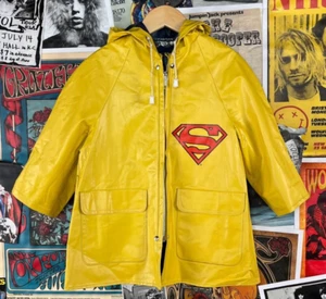 Vintage Toddler Kids 70s DC Comics Superman Cartoon Hooded Raincoat Jacket 3T - Picture 1 of 17