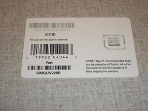 Sprint SIM CARD SIMGLW226R NEW - Picture 1 of 1