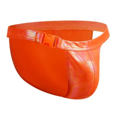 Men Wetlook Swimwear Sexy Underwear Briefs Bikini Laser Faux Leather Buckle Foto 1 de 4