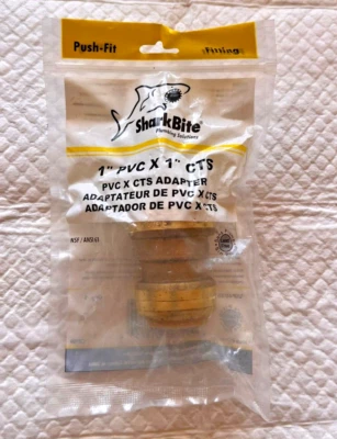 Sharkbite 1" CTS X 1" PVC Transition PEX Copper CPVC to Sch. No Tool New Sealed - Image 1 of 2