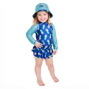 UV Skinz Girls 3-Piece Swimwear Set with Reversible Sun Hat, Size 5 or 6 - Picture 1 of 10