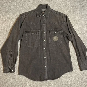 Harley Davidson Women's Black Long Sleeve Button Front Denim Shirt Size XS - Picture 1 of 5