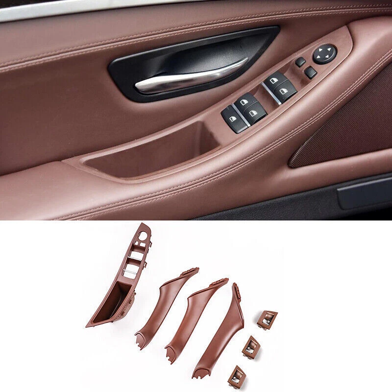 Red Brown Inner Door Panel Handle Pull Trim Cover Set for BMW 5 Series F10 F11 Foto 1 de 4