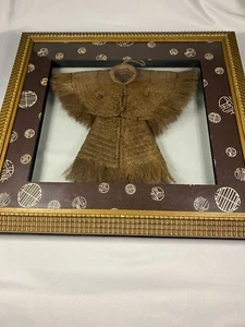 Antico Impermeabile Asiatico Cinese Coir Impermeabile Bambino Incorniciato Scatola Ombra - Foto 1 di 10