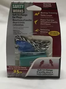 Safety Works Corded, Multiple-Use, Tri Flange Ear Plug, 25 dB NRR - SWX00231 - Picture 1 of 4