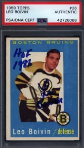 1959 Topps #26 Leo Boivin Signed Autograph PSA/DNA Bruins PSA Authentic - Picture 1 of 2