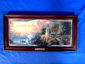 Thomas Kinkade "The Light of Peace" Illuminated Stained Glass Panorama Art - Picture 1 of 4
